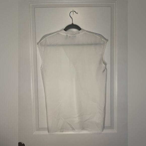 Theory Relaxed Wrap Ivory 100% Silk Tie Neck Blouse S - Picture 5 of 9